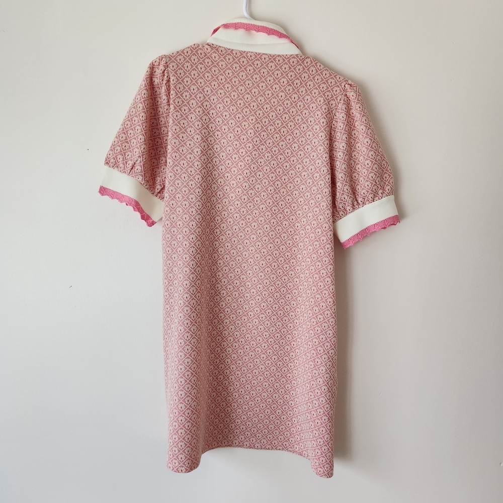 entro Pink and White Textured Polo Dress - Picture 5 of 8